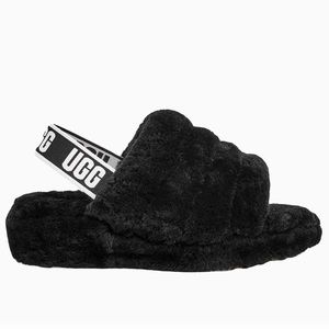 UGG fluffy black slippers